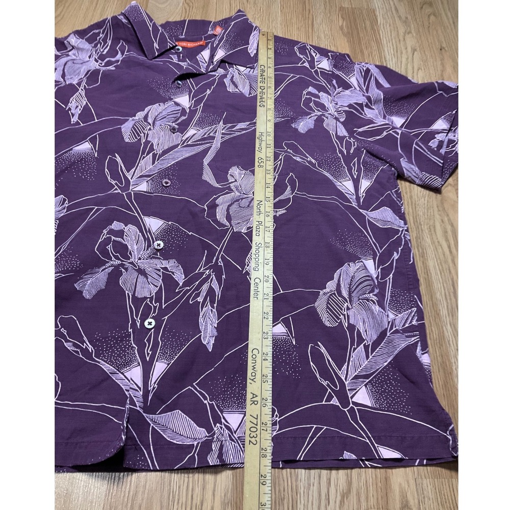 Tori Richard Mens 2XL Purple Floral Iris Short Sleeve Button Up Camp Shirt 0201 - Picture 4 of 7